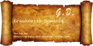 Greskovits Dominik névjegykártya